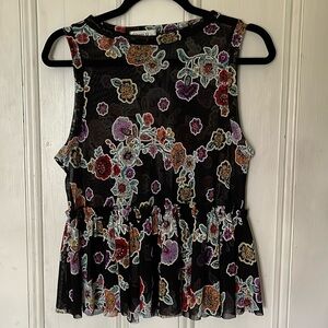 Floral sheer babydoll top